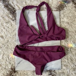 NWOT Purple Mikoh Tie front Swimsuit set